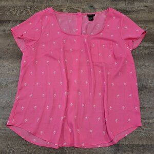 TORRID | Palm Tree Short Sleeve Blouse Top | Sz. 0/L/12
